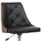 Armen Living Diamond Office Chair in Chrome finish with Tufted Black Faux Leather and Walnut Veneer Back LCDIOFCHBLACK - alternate 7